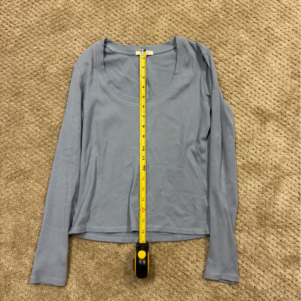 Z Supply Light Blue Long Sleeve Scoop Neck Top